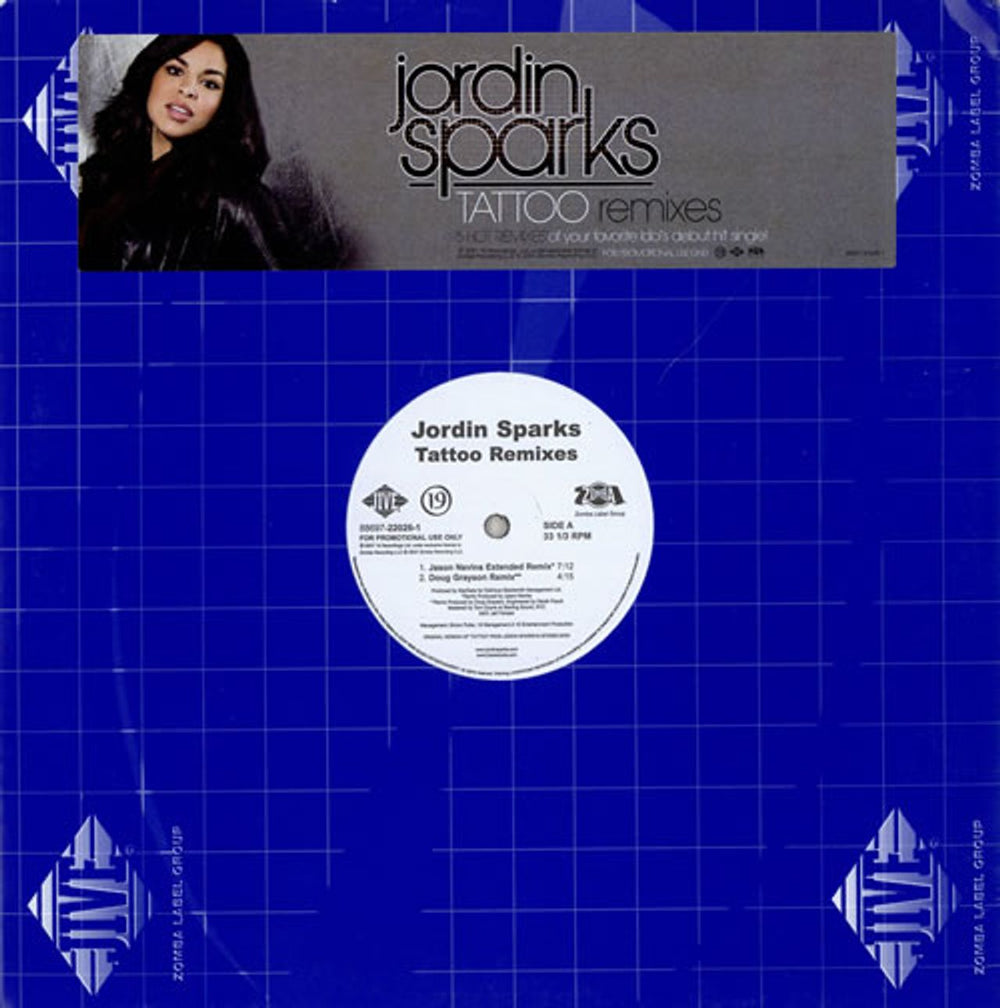 Jordin Sparks Tattoo Remixes US Promo 12" vinyl single (12 inch record / Maxi-single) 22026-1