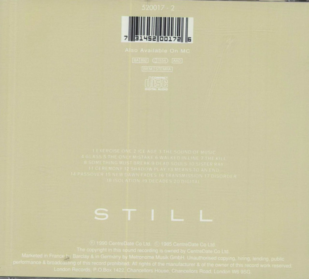 Joy Division Still French CD album (CDLP) 731452001726