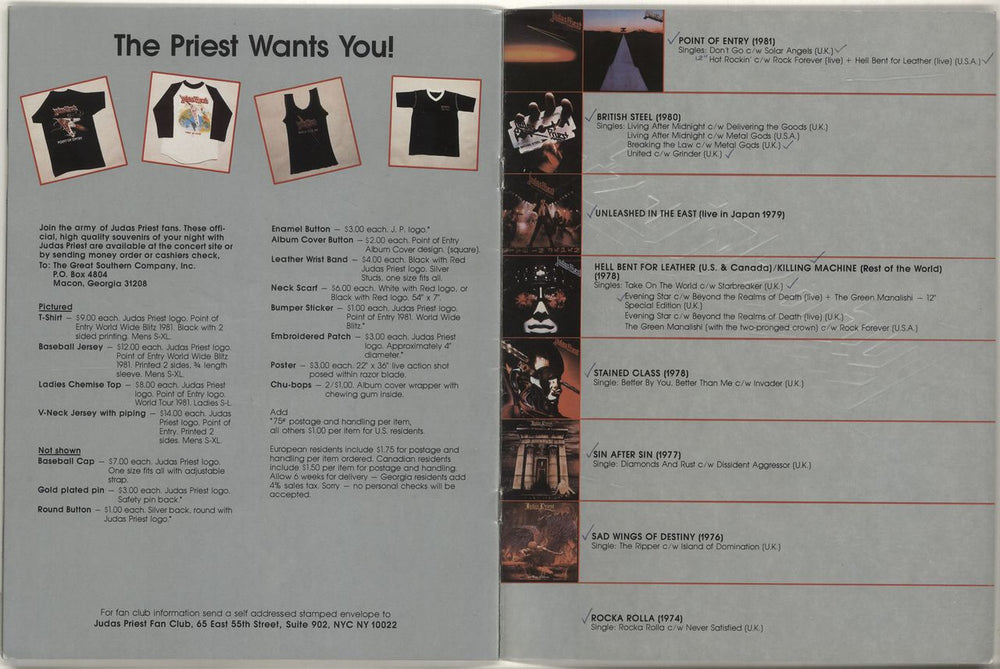 Judas Priest 1981 Tour + Ticket Stub UK tour programme