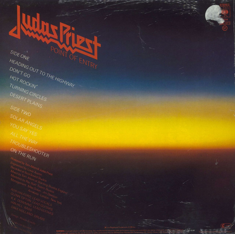 Judas Priest Point Of Entry + Stickered Sleeve & Merchadise Insert UK vinyl LP album (LP record)