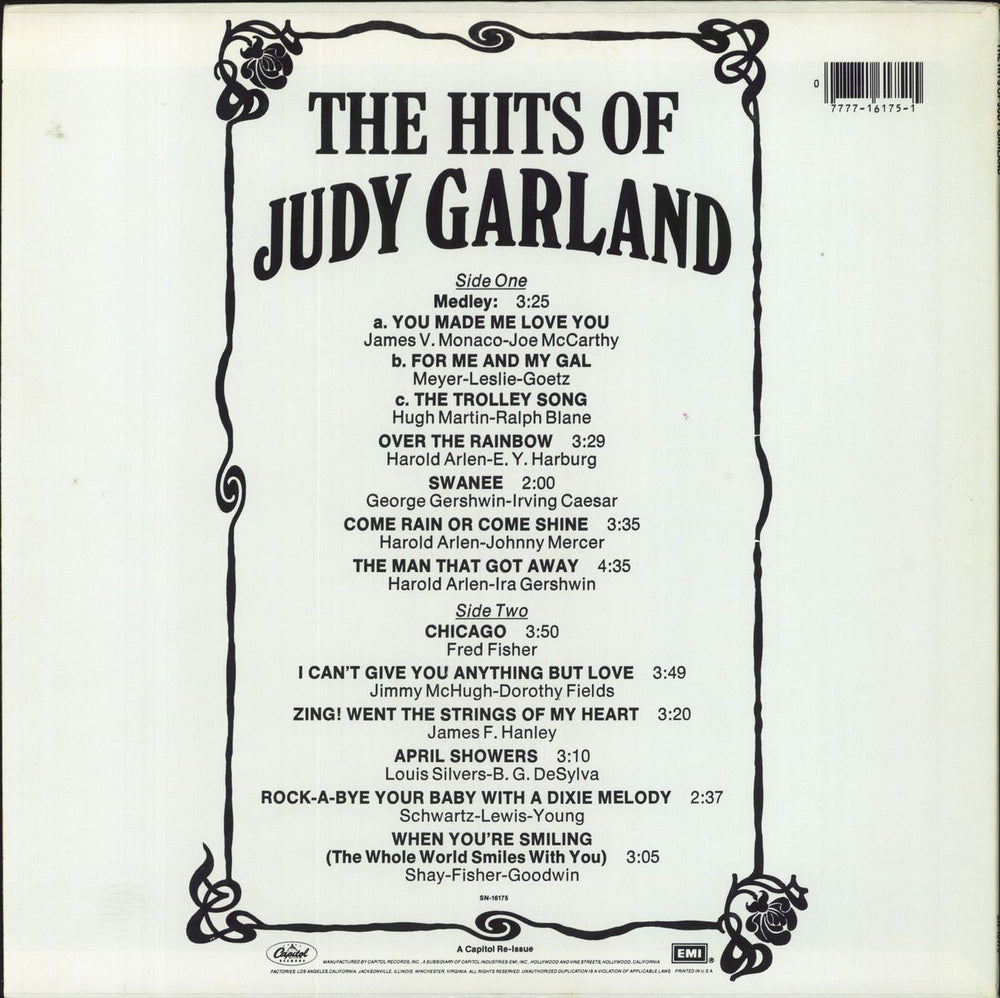 Judy Garland The Hits Of Judy Garland US vinyl LP album (LP record)