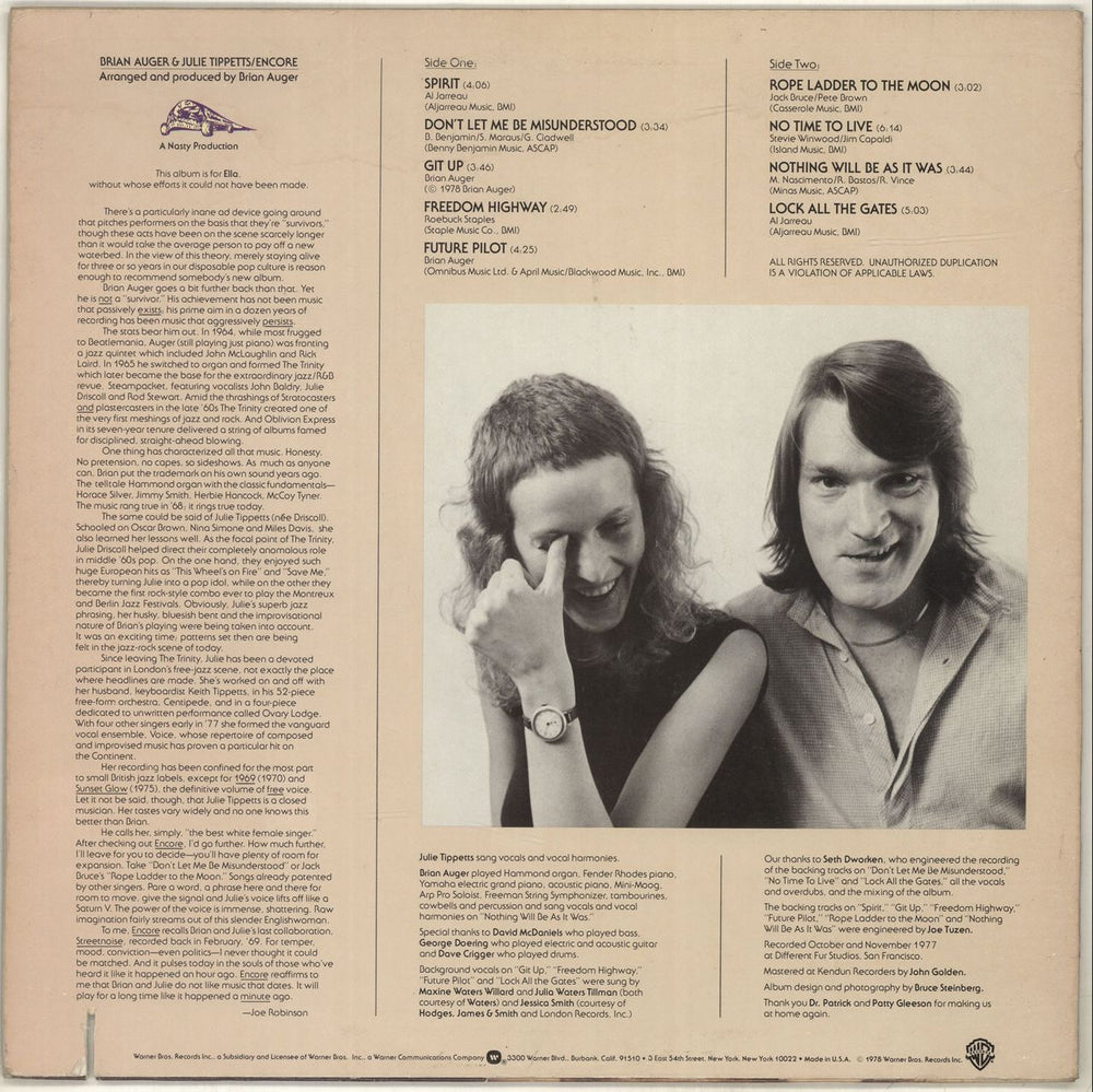 Julie Driscoll & Brian Auger Encore US vinyl LP album (LP record)