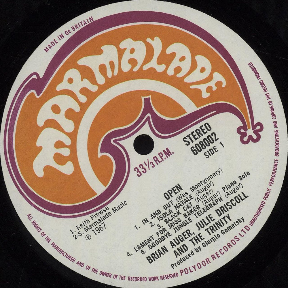 Julie Driscoll & Brian Auger Open UK vinyl LP album (LP record) B&JLPOP375025
