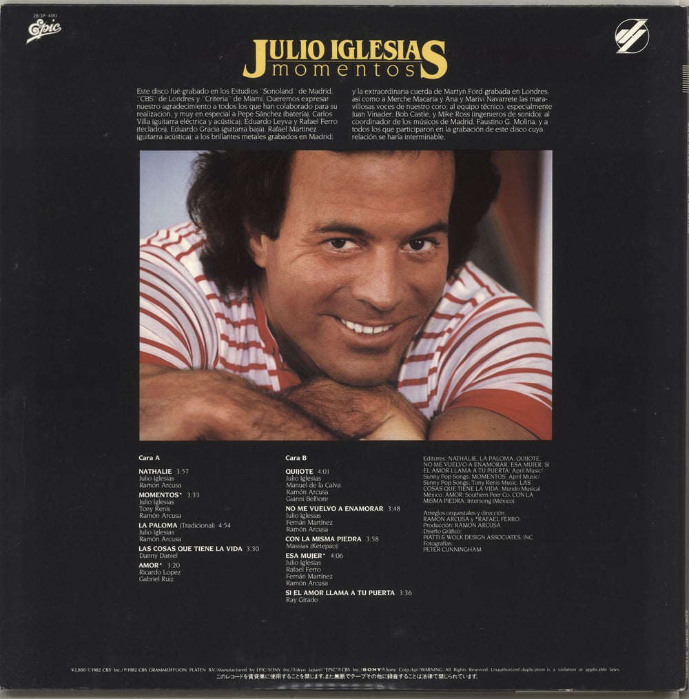 Julio Iglesias Momentos Japanese Promo vinyl LP album (LP record)