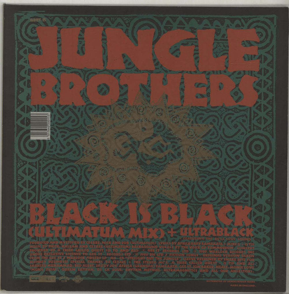 Jungle Brothers Black Is Black UK 12" vinyl single (12 inch record / Maxi-single) JUB12BL688601