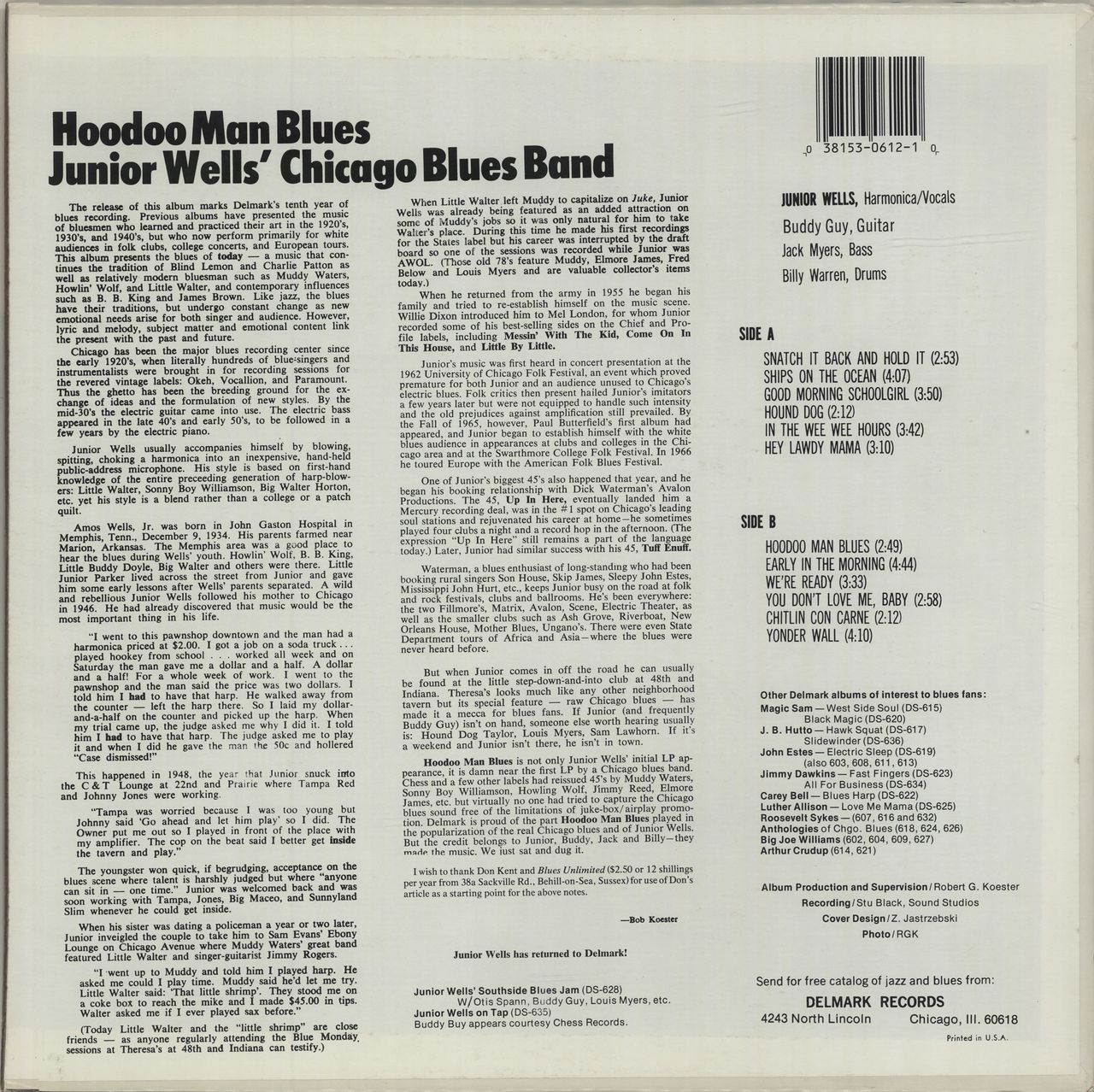 Junior Wells Hoodoo Man Blues - 80s US Vinyl LP — RareVinyl.com