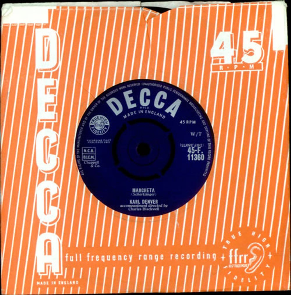 Karl Denver Marcheta UK 7" vinyl single (7 inch record / 45) 45-F.11360