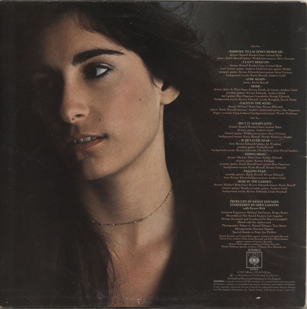 Karla Bonoff Karla Bonoff UK vinyl LP album (LP record)