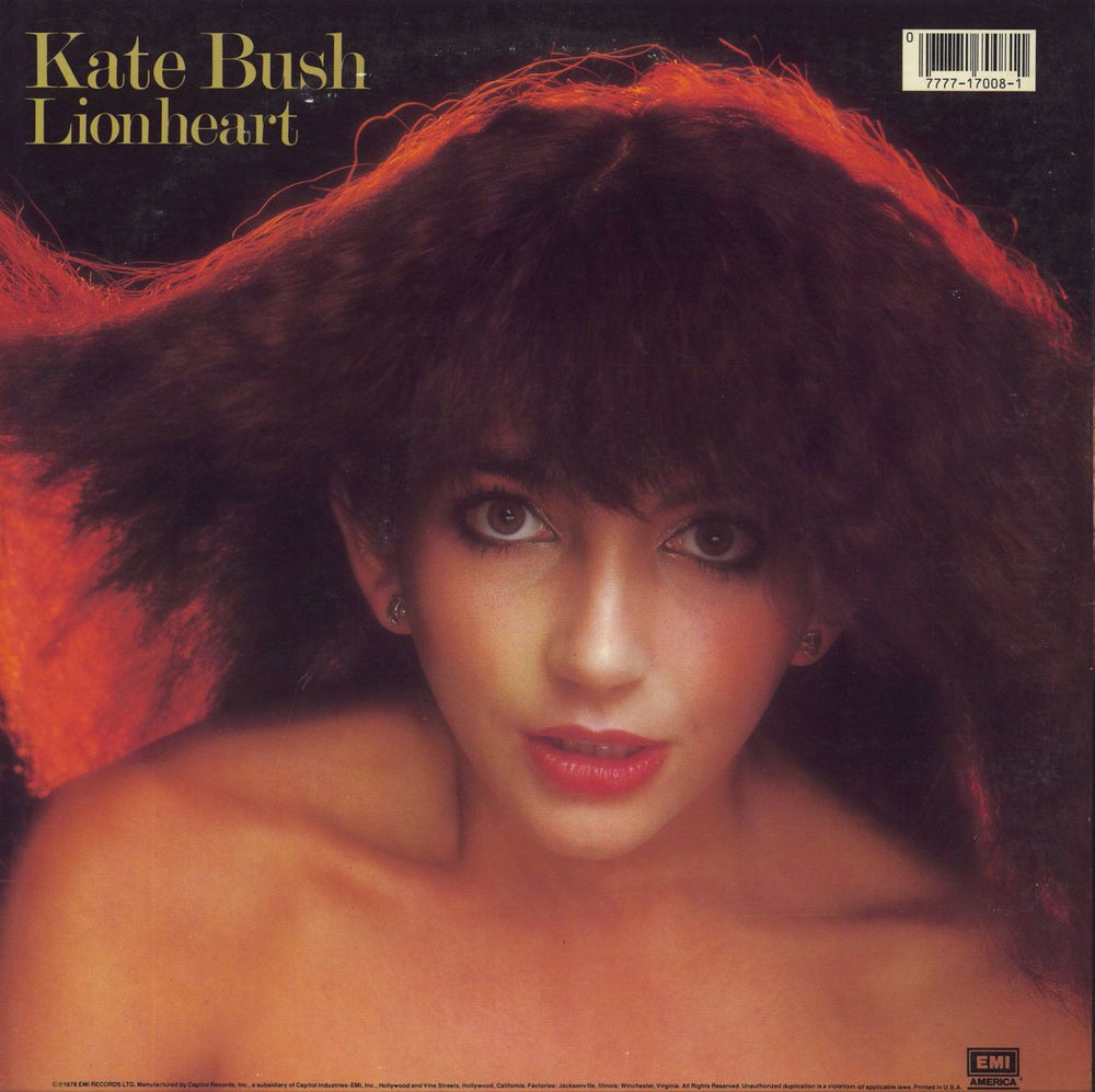 Kate Bush Lionheart US vinyl LP album (LP record) 077771700811