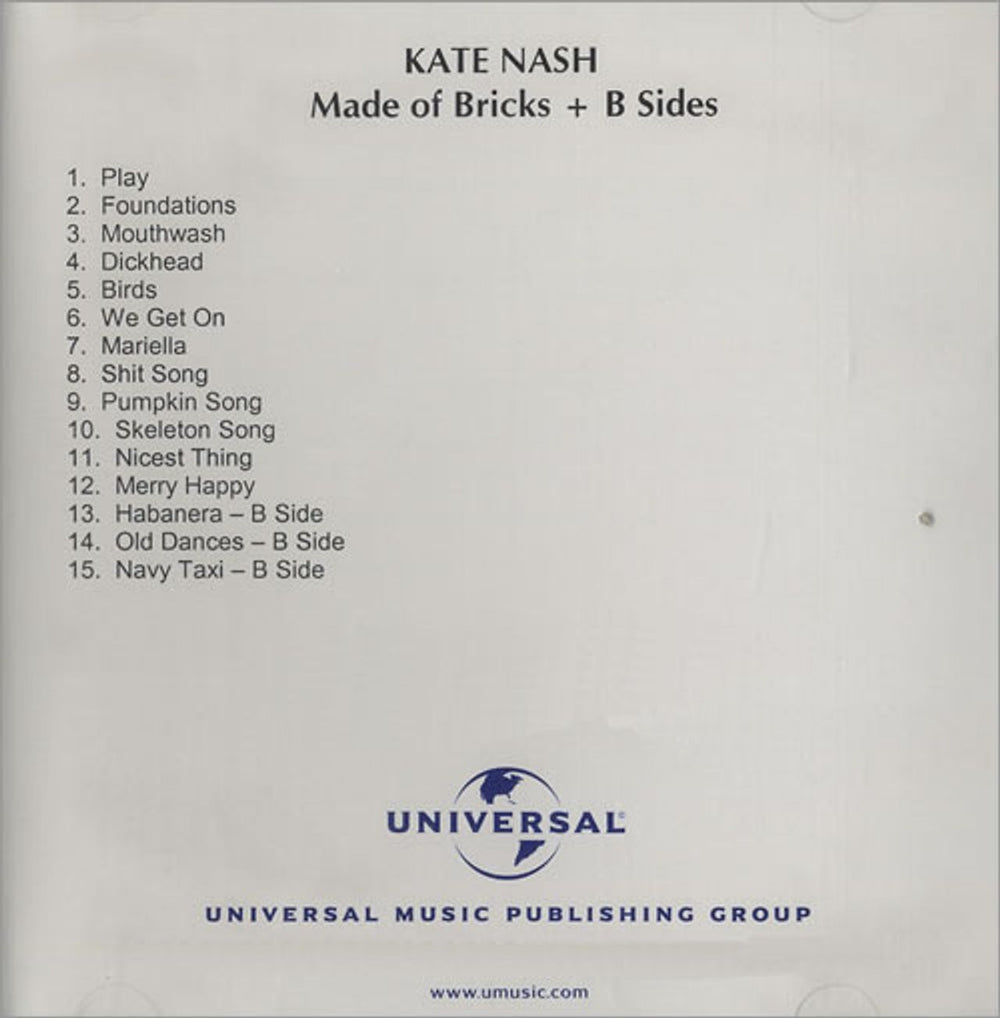 Kate Nash Made Of Bricks + B Sides US CD-R acetate CD-R ACETATE