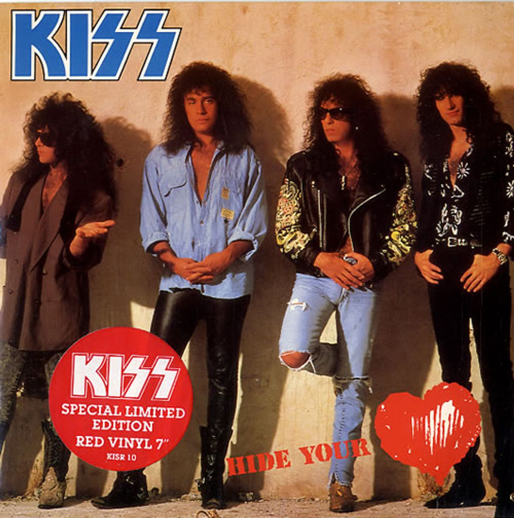 Kiss Hide Your Heart - Red Vinyl UK 7" vinyl single (7 inch record / 45) KISR10