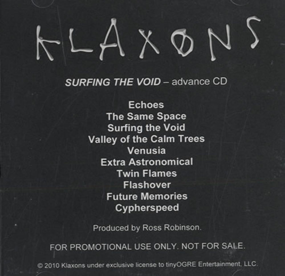 Klaxons Surfing The Void US Promo CD-R acetate CD-R ACETATE