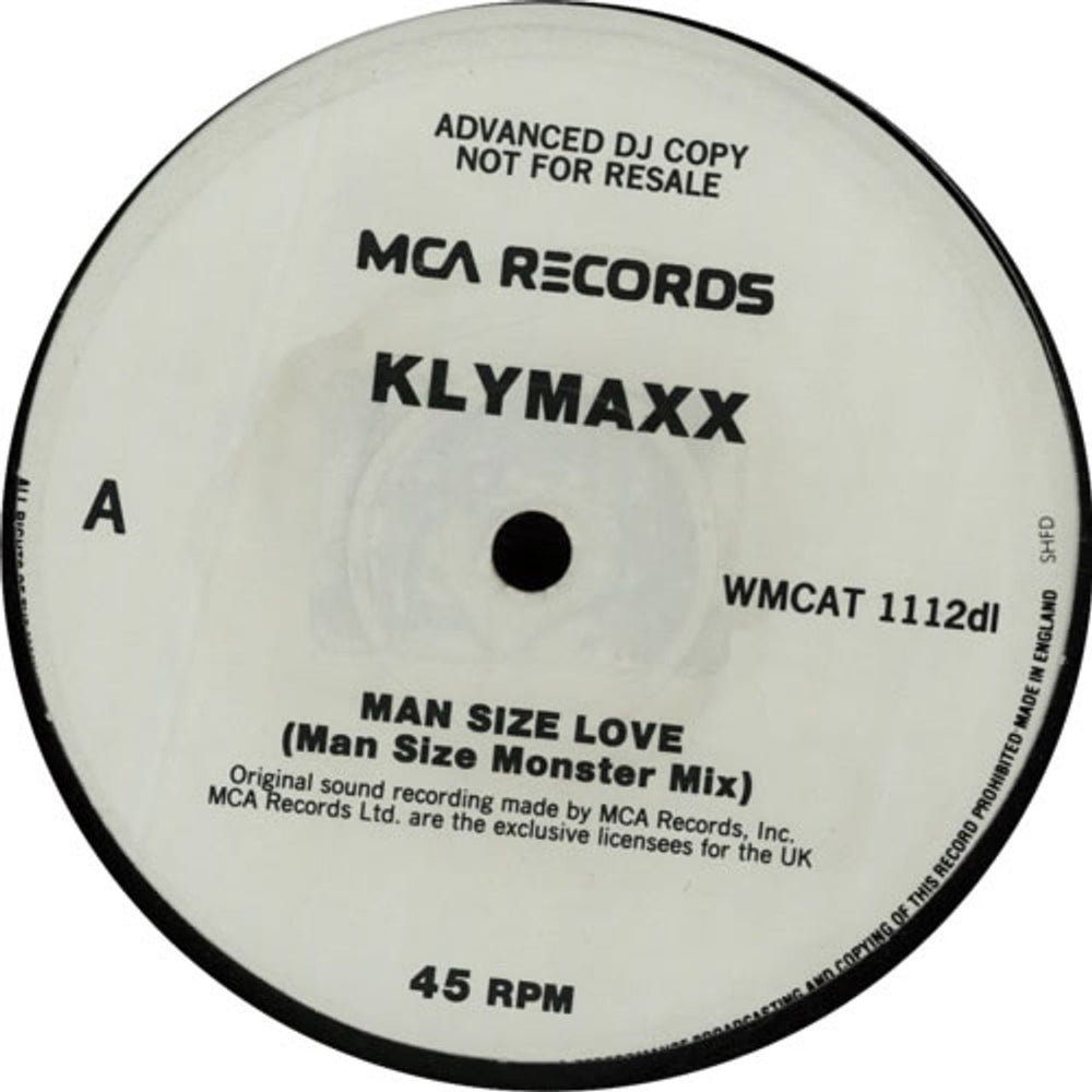 Klymaxx Man Size Love UK Promo 12" vinyl single (12 inch record / Maxi-single) WMCAT1112DL