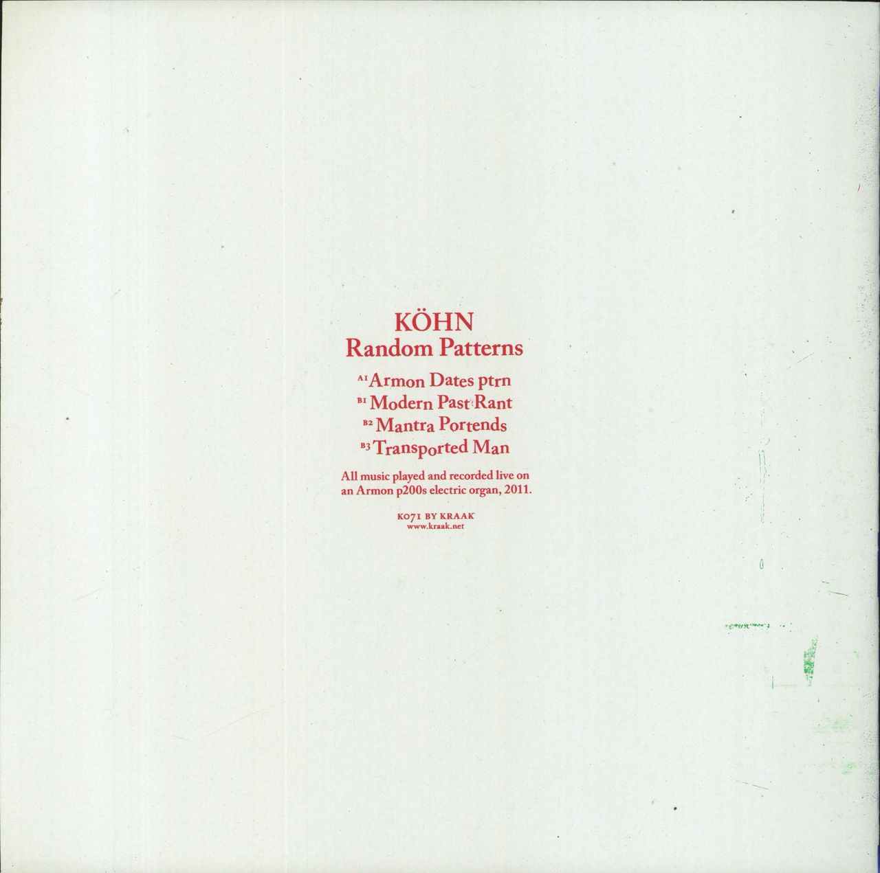 Köhn Random Patterns Belgian vinyl LP album (LP record)