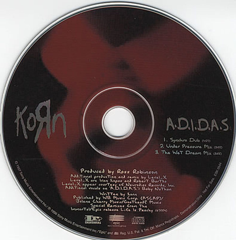 Korn A.D.I.D.A.S - Promo US Promo CD single (CD5 / 5") ESK0544