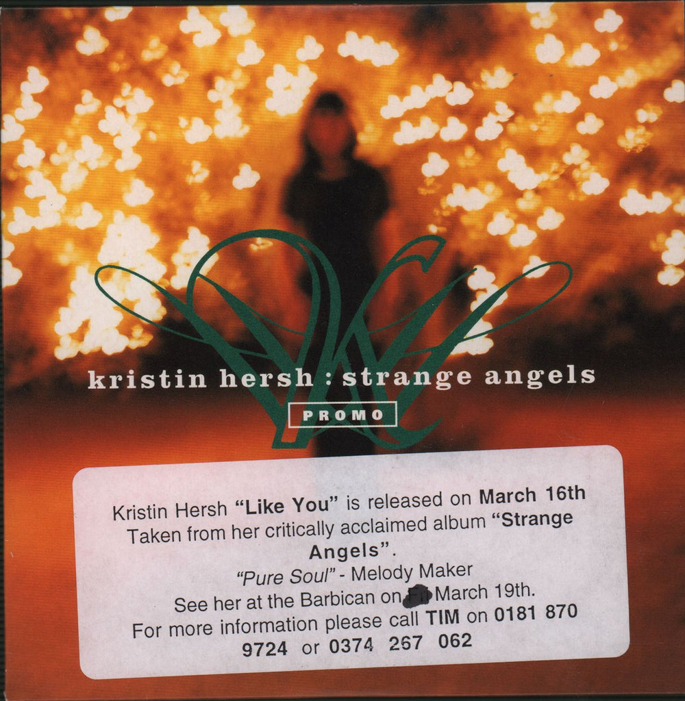 Kristin Hersh Strange Angels - 3-Track Sampler UK Promo CD single (CD5 / 5") KH3