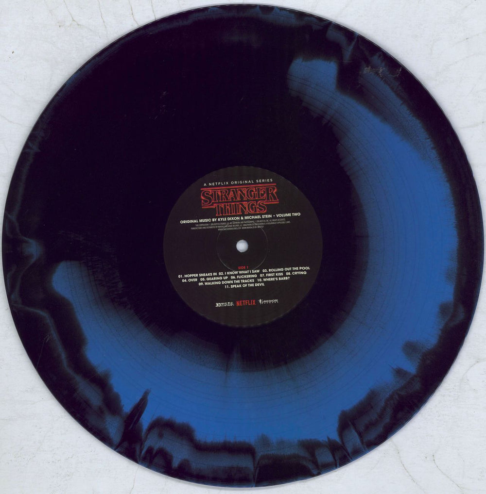 Kyle Dixon & Michael Stein Stranger Things: Volume Two - Blue & Black Swirl UK 2-LP vinyl record set (Double LP Album) O1L2LST821808