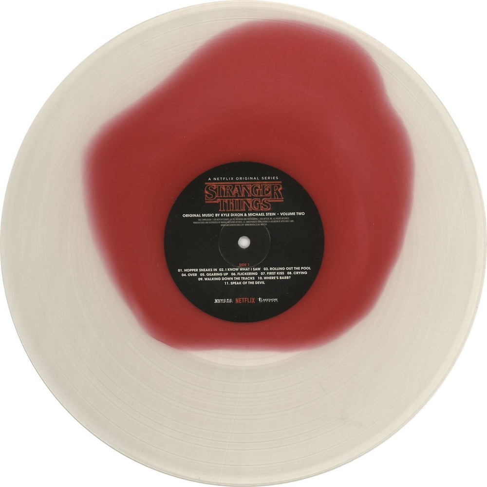 Kyle Dixon & Michael Stein Stranger Things: Volume Two - Frosted Clear with Red & Black Blob UK 2-LP vinyl record set (Double LP Album) O1L2LST722265