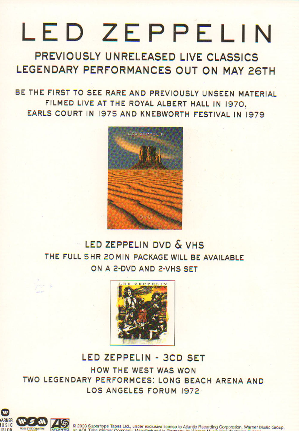 Led Zeppelin How The West Was Won - Invite UK memorabilia ZEPMMHO248374