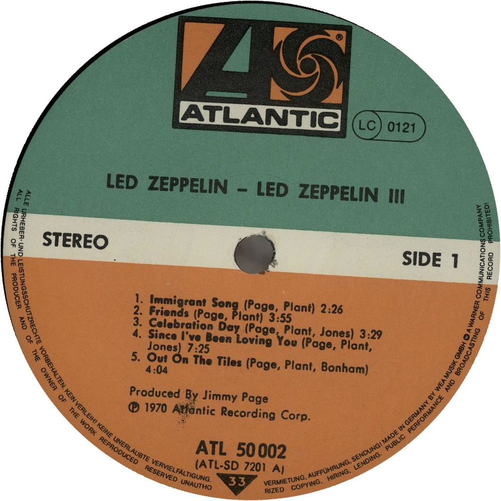 Led Zeppelin Led Zeppelin III German vinyl LP album (LP record) ZEPLPLE271619