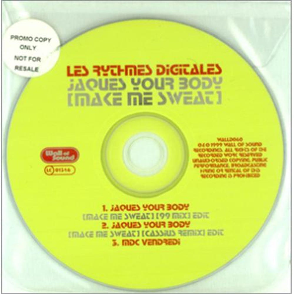 Les Rythmes Digitales Jaques Your Body [Make Me Sweat] UK Promo CD single (CD5 / 5") WALLD060