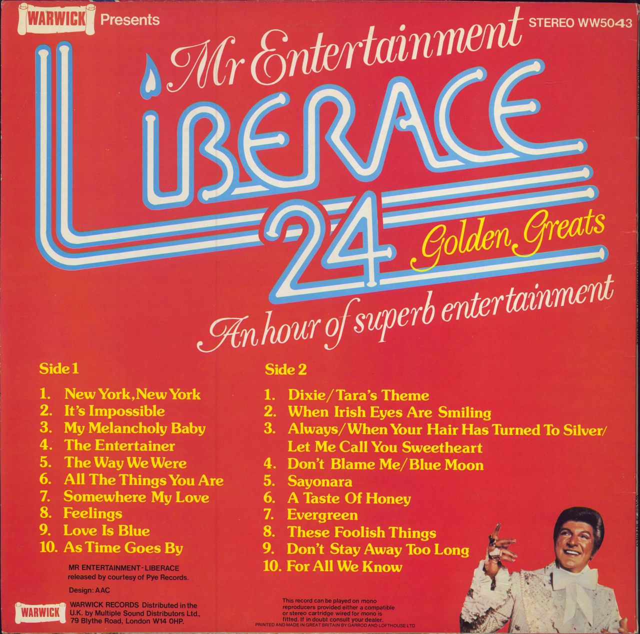 Liberace Mr. Entertainment UK Vinyl LP