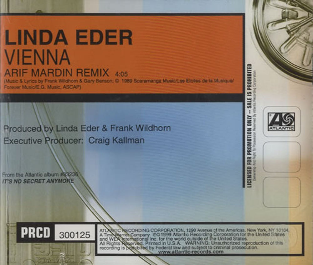 Linda Eder Vienna US Promo CD single (CD5 / 5") LEDC5VI245682