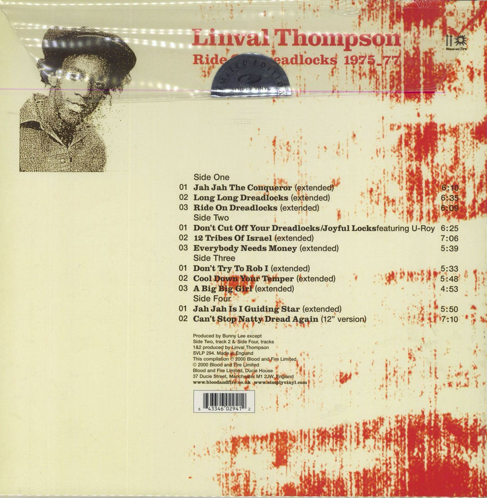 Linval Thompson Ride On Dreadlocks 1975-77 - 180gram UK 2-LP vinyl record set (Double LP Album) 643346029412
