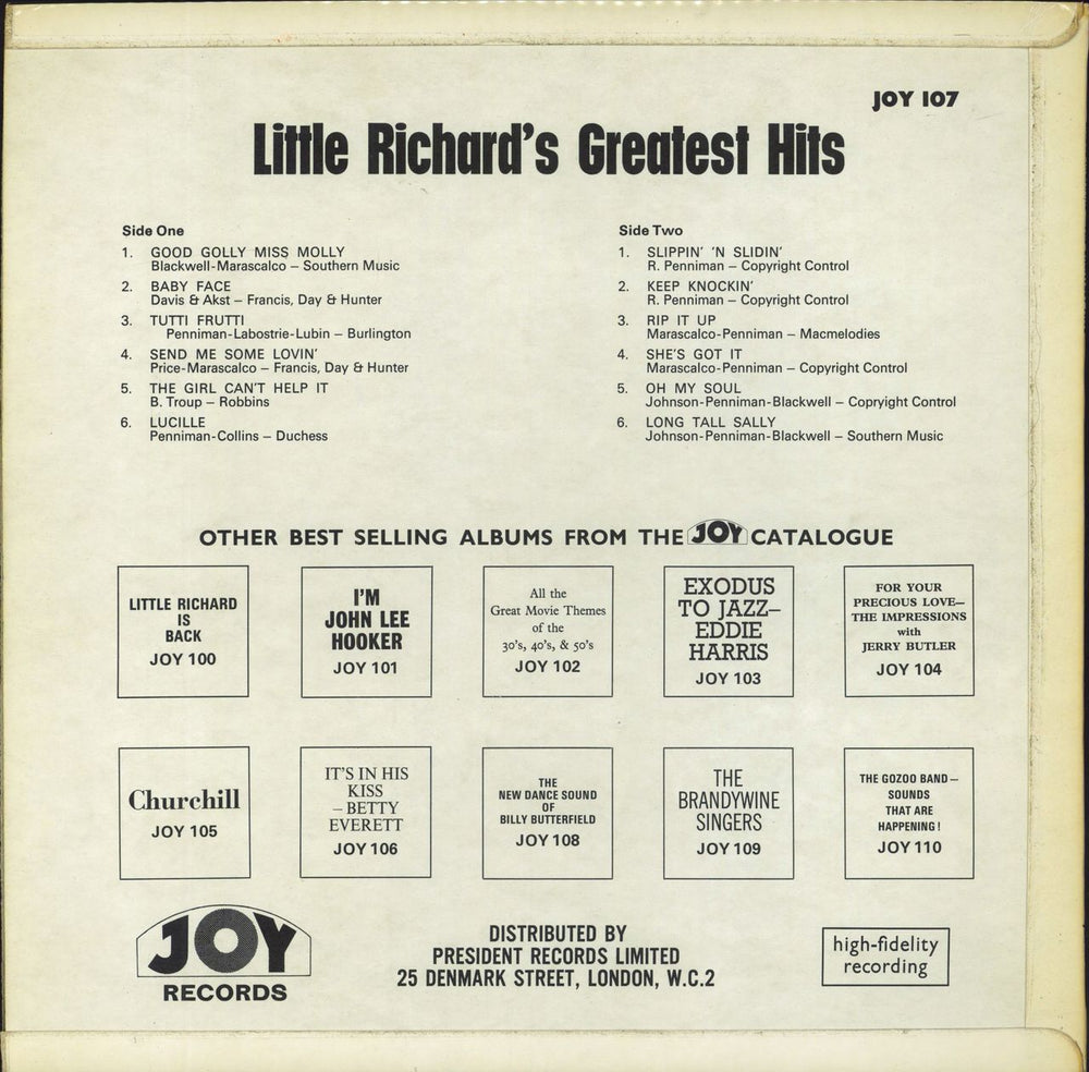 Little Richard His Greatest Hits - EX UK vinyl LP album (LP record)