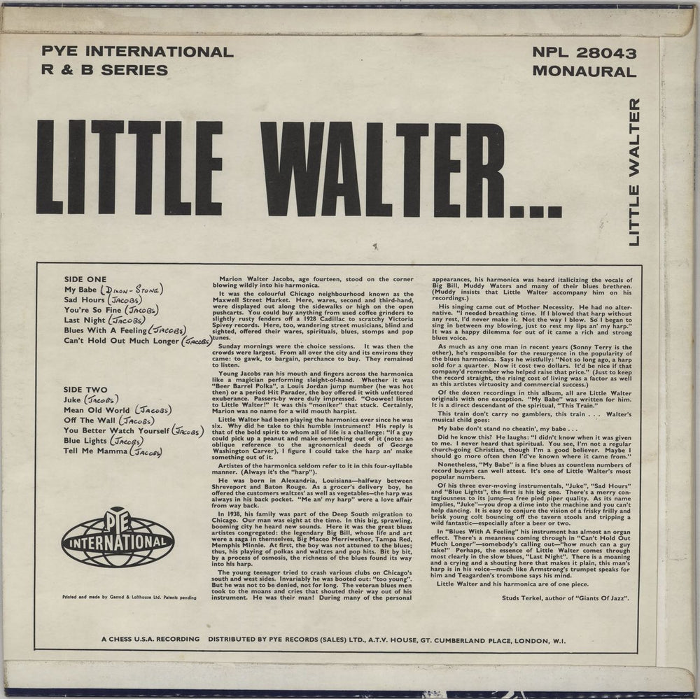 Little Walter The Best Of Little Walter UK vinyl LP album (LP record)