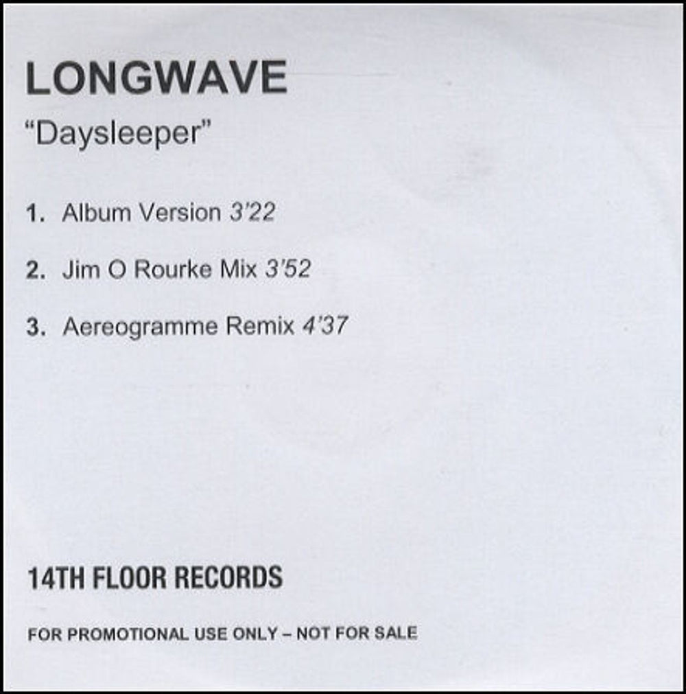 Longwave Daysleeper UK Promo CD-R acetate CDR ACETATE