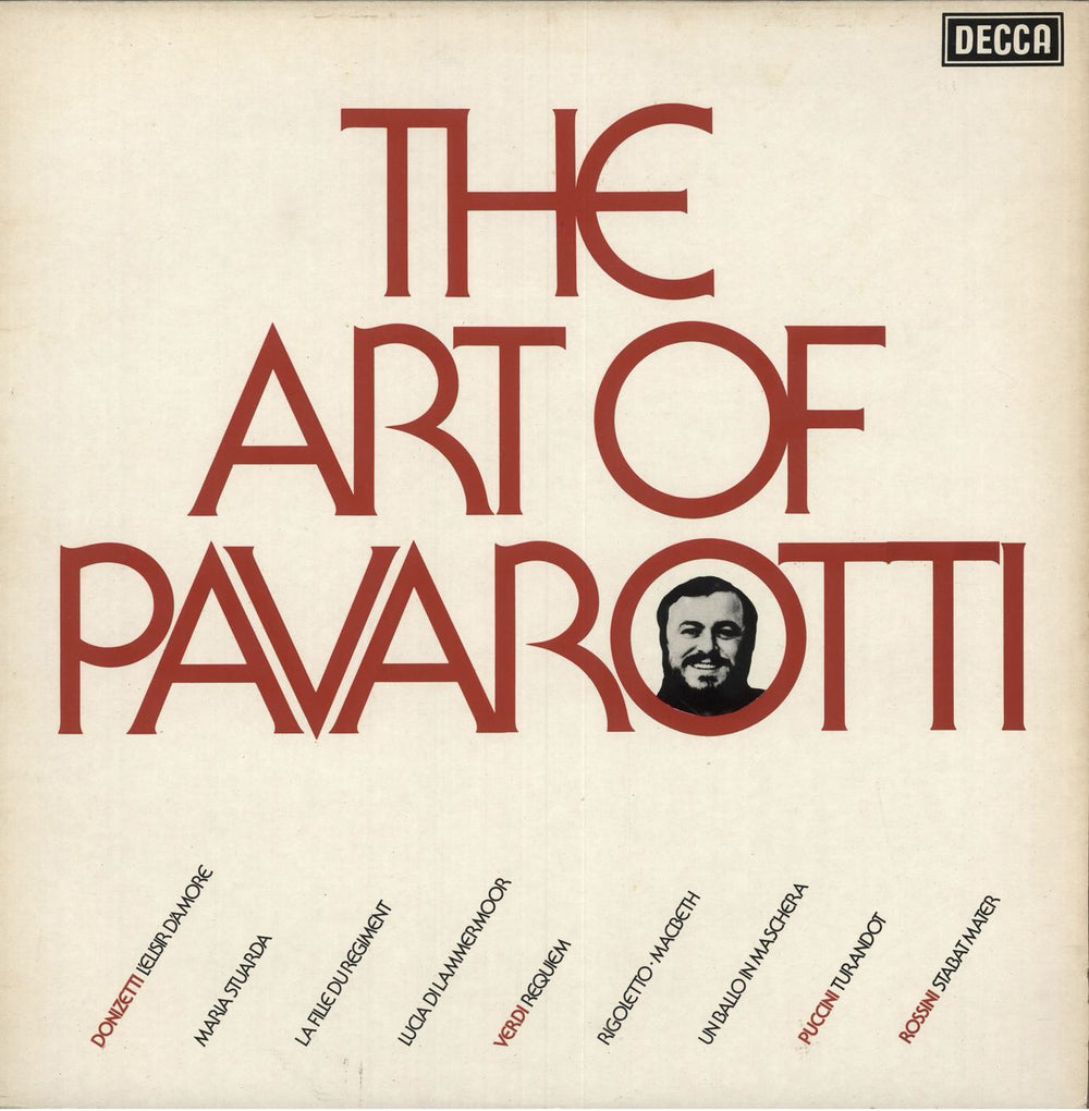 Luciano Pavarotti The Art Of Pavarotti UK vinyl LP album (LP record) SXL6839