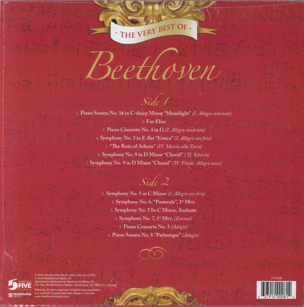 Ludwig Van Beethoven The Very Best Of Beethoven - 180gm Canadian vinyl LP album (LP record)