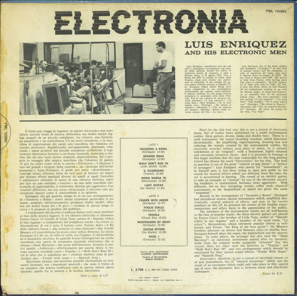 Luis Bacalov Electronia Italian vinyl LP album (LP record)