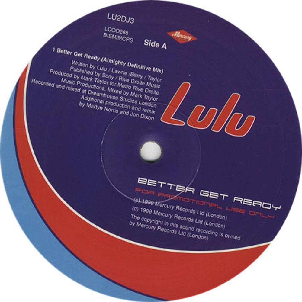 Lulu Better Get Ready UK Promo 12" vinyl single (12 inch record / Maxi-single) LU2DJ3