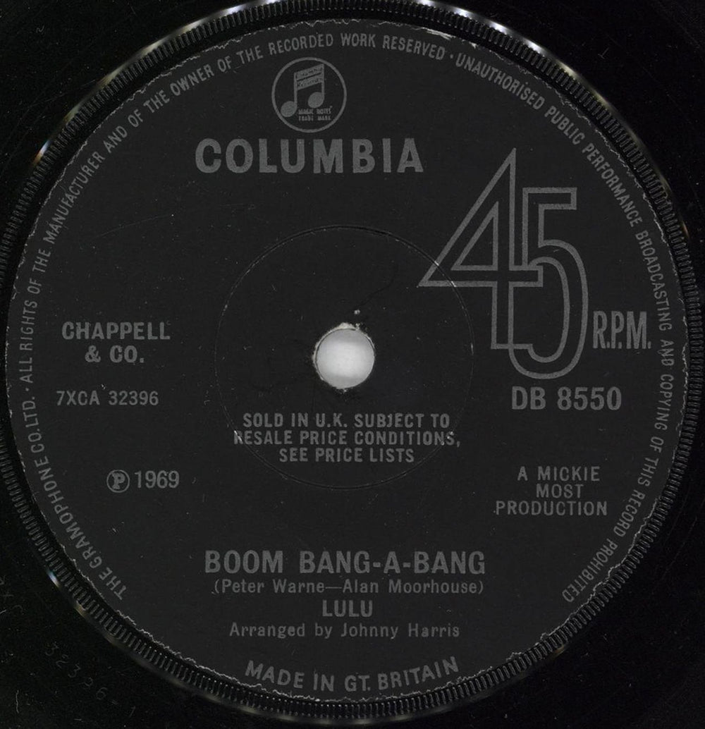 Lulu Boom Bang-A-Bang - Solid UK 7" vinyl single (7 inch record / 45) LUL07BO405064