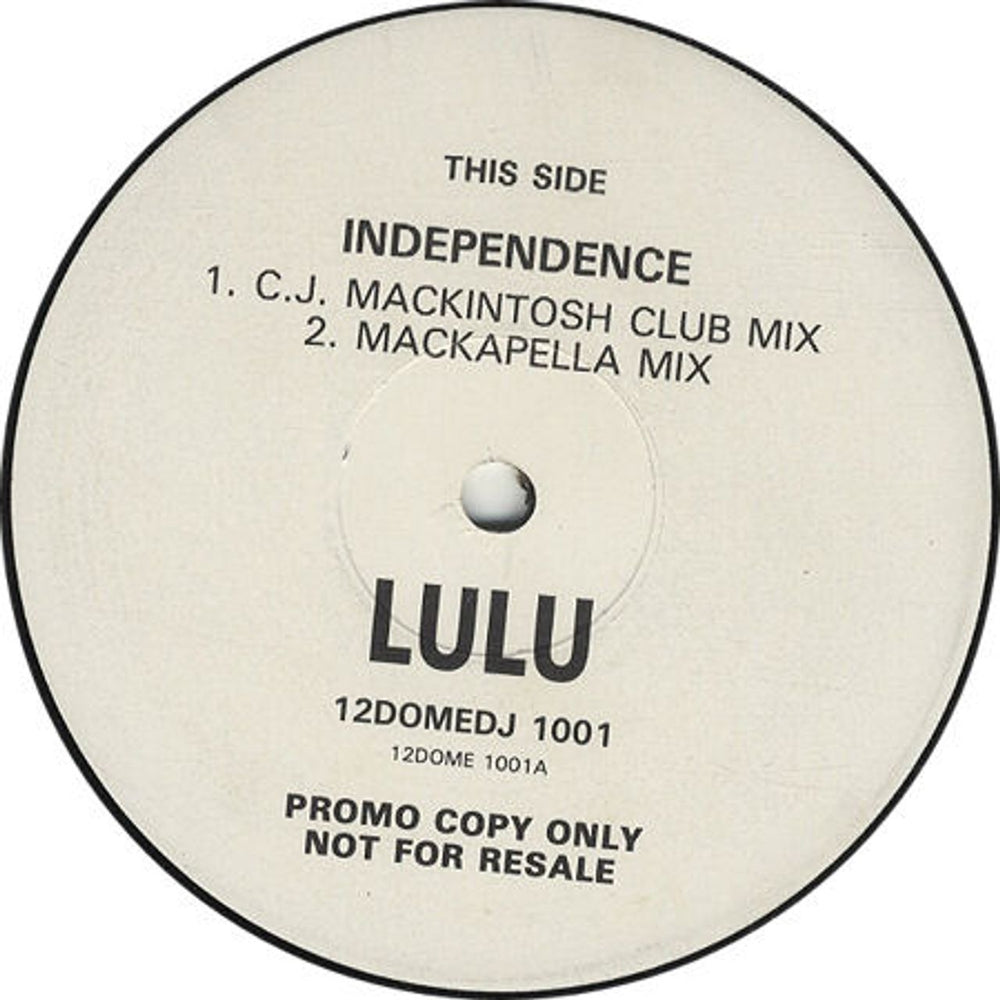 Lulu Independence UK Promo 12" vinyl single (12 inch record / Maxi-single) 12DOMEDJ1001