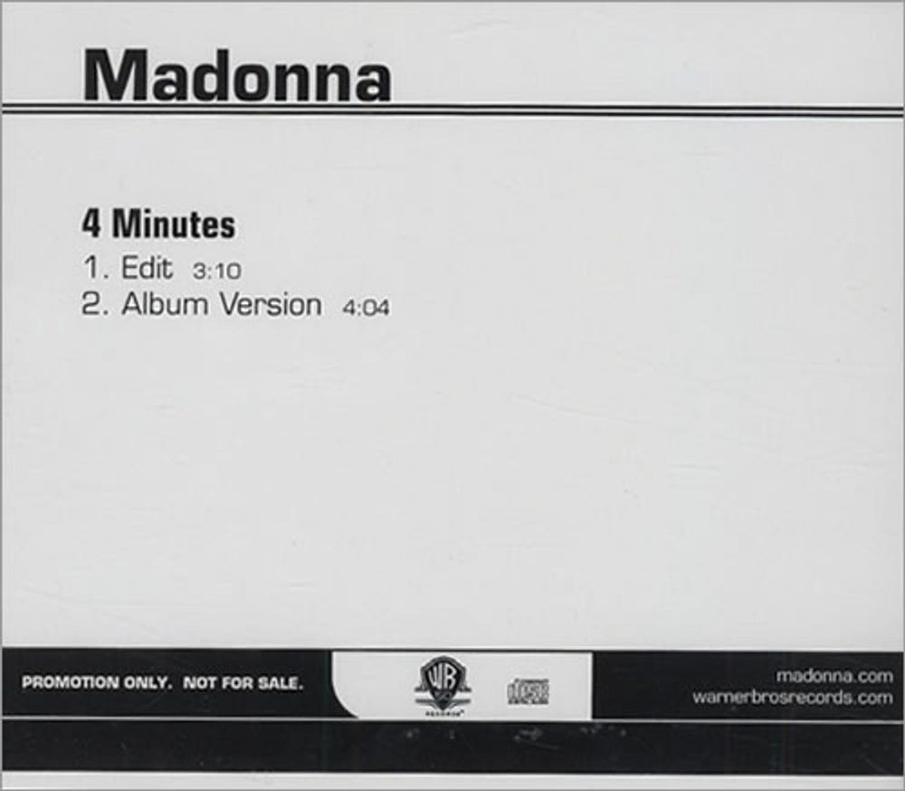 Madonna 4 Minutes - 2-Track US Promo CD single (CD5 / 5") PRO-CDR-446652