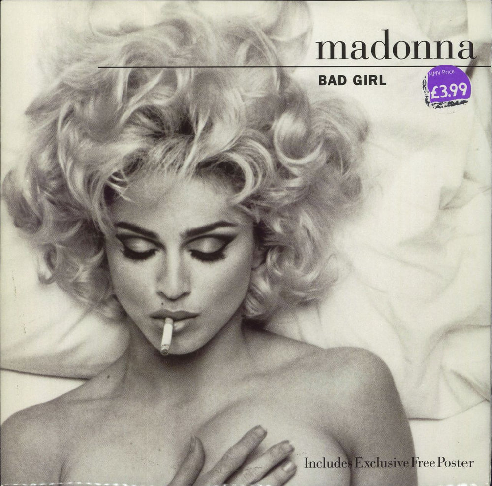 Madonna Bad Girl + Poster UK 12" vinyl single (12 inch record / Maxi-single) W0154TW