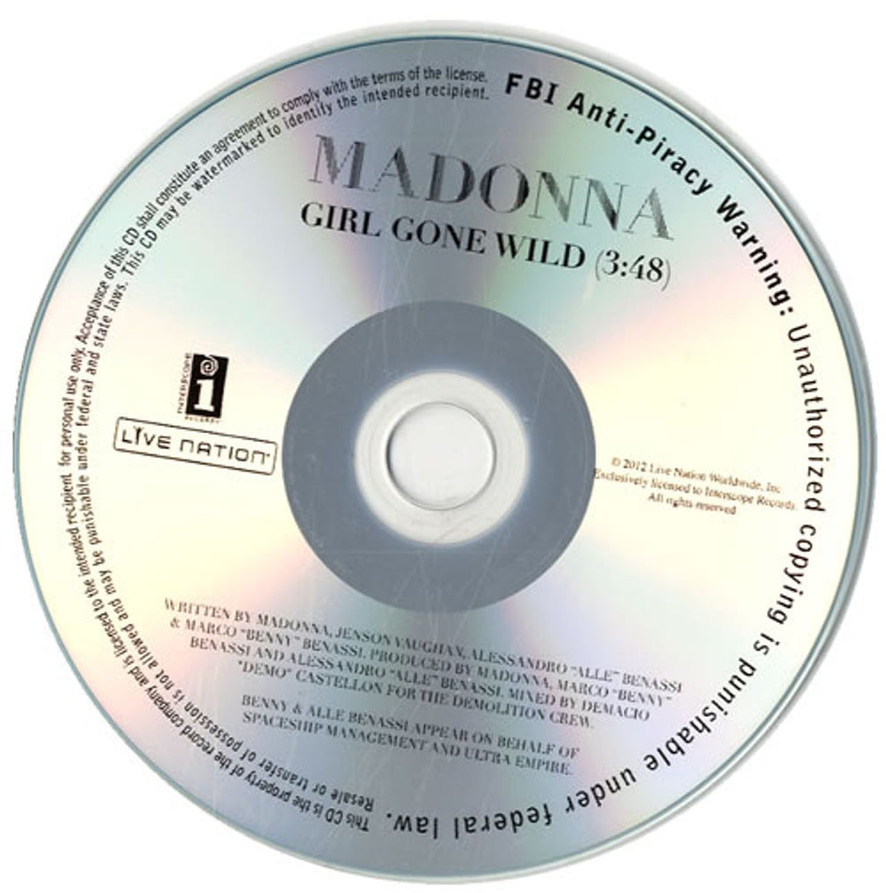 Madonna Girl Gone Wild US Promo CD-R acetate CD-R ACETATE