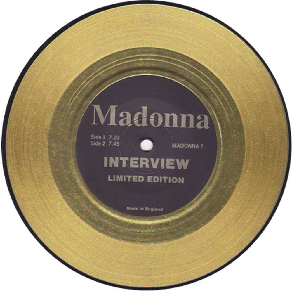 Madonna Interview - Gold UK 7" vinyl single (7 inch record / 45) MADONNA7