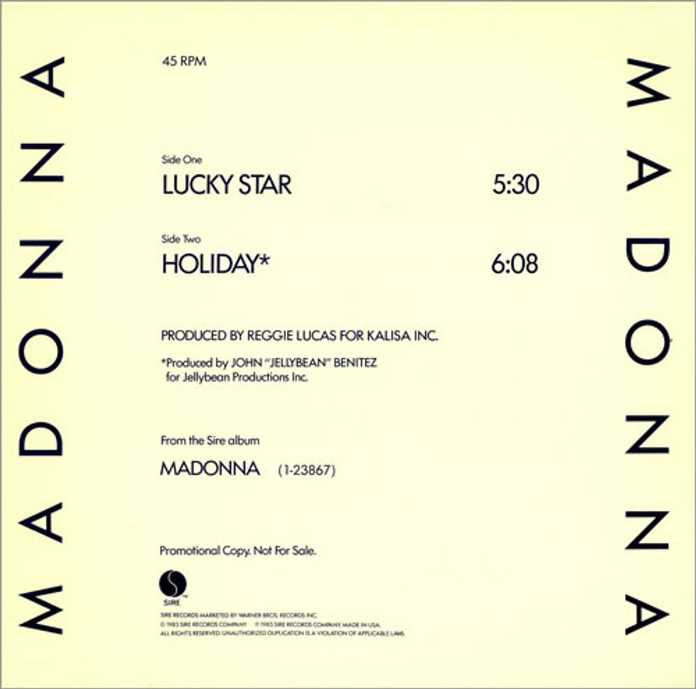 Madonna Lucky Star US Promo 12" vinyl single (12 inch record / Maxi-single) PRO-A-2069