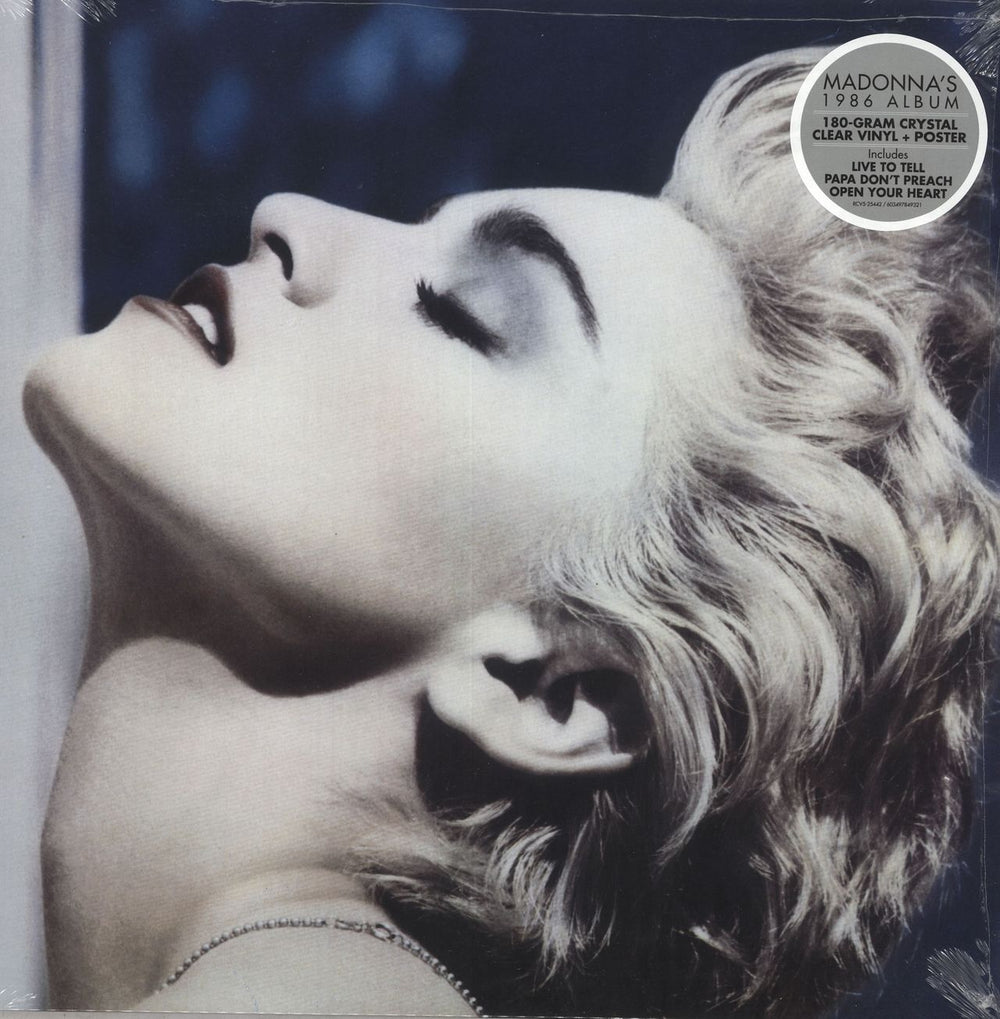 Madonna True Blue - 180gm Clear Vinyl + Poster - Sealed UK vinyl LP album (LP record) 603497849321