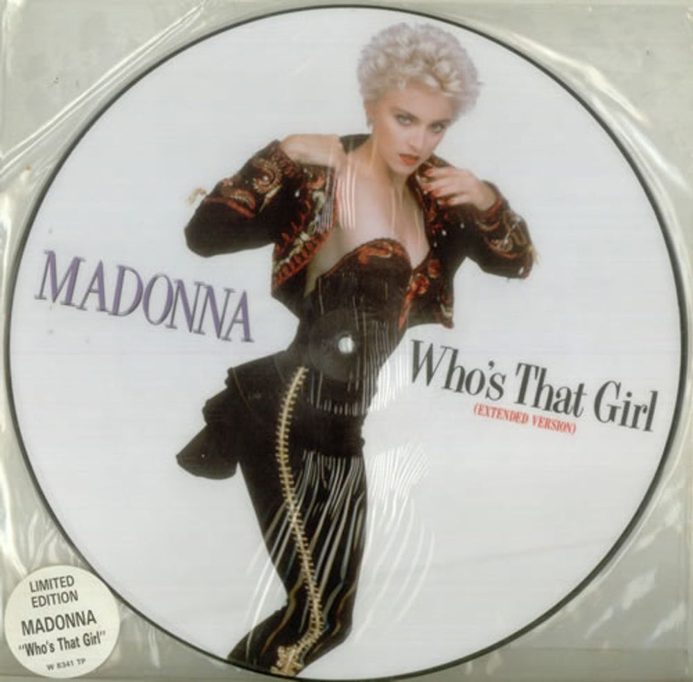 Madonna Who's That Girl - Stickered sleeve UK 12" vinyl picture disc (12 inch picture record) W8341TP