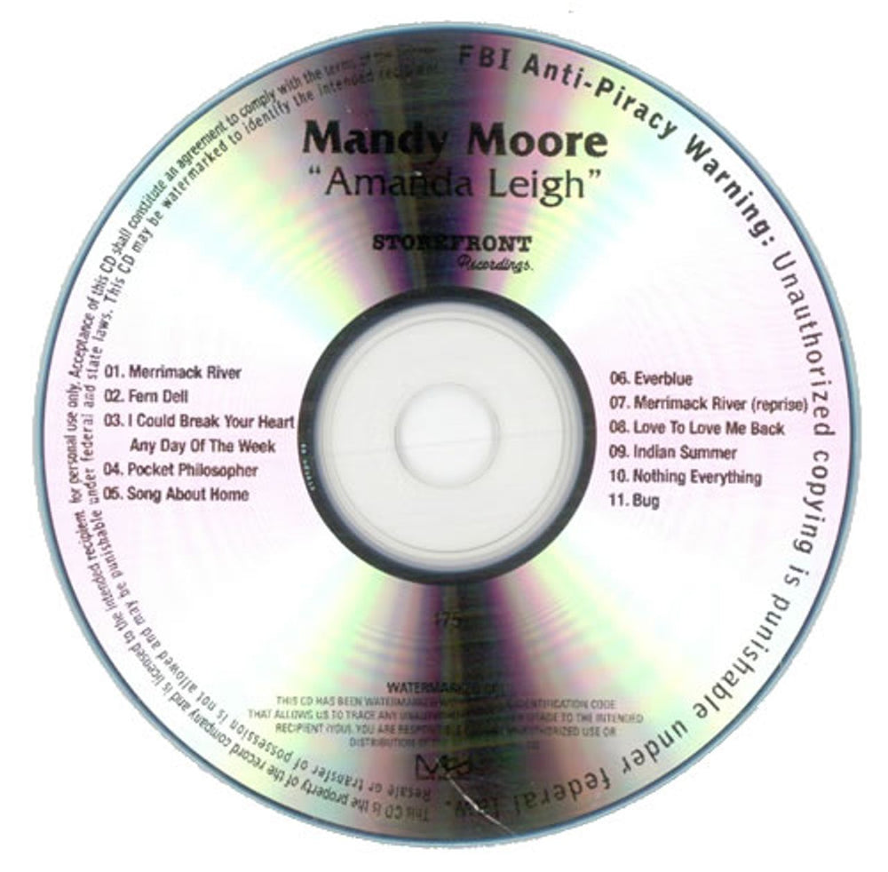 Mandy Moore Amanda Leigh US Promo CD-R acetate CD-R ACETATE