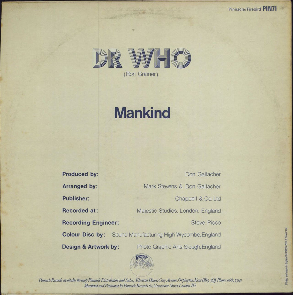 Mankind Dr. Who - P/S - Yellow UK 12" vinyl single (12 inch record / Maxi-single)