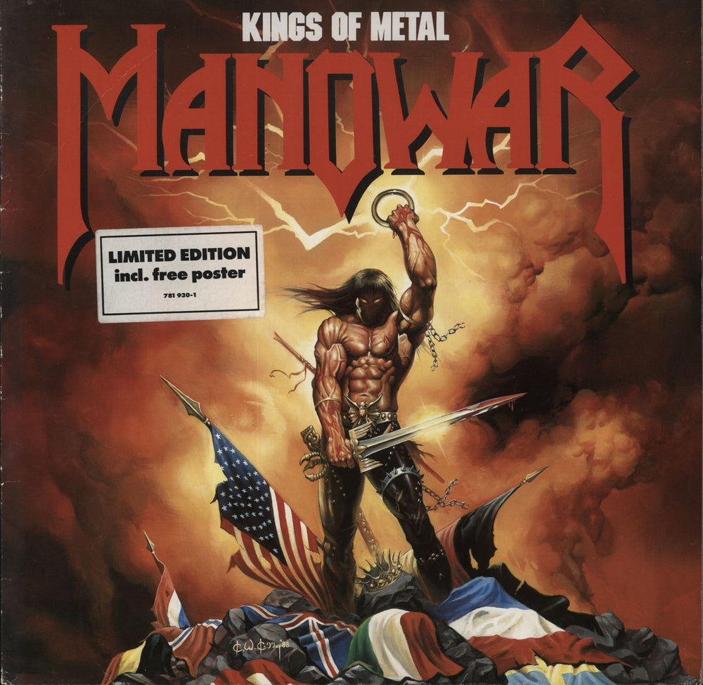 Manowar Kings Of Metal - 1st German Promo vinyl LP album (LP record) 781930-1