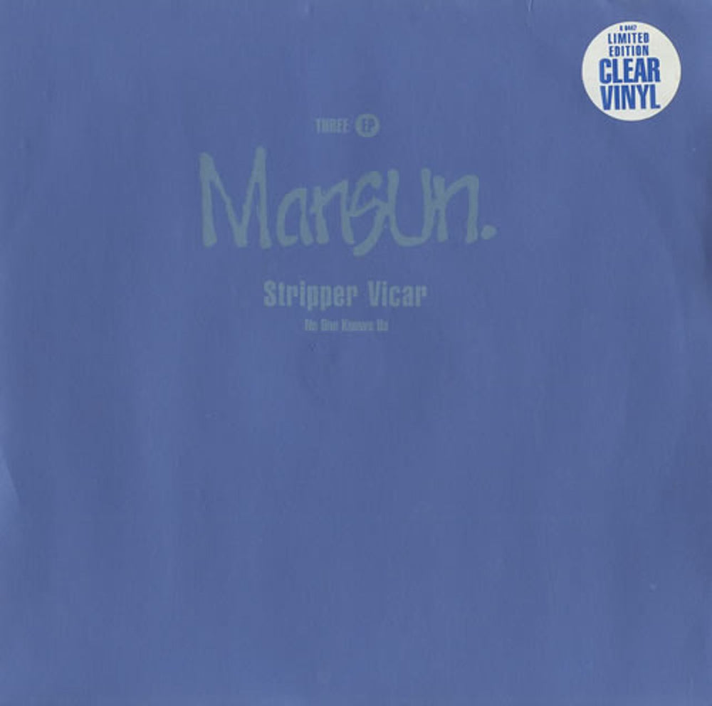 Mansun Stripper Vicar - Clear vinyl UK 7" vinyl single (7 inch record / 45) R6447