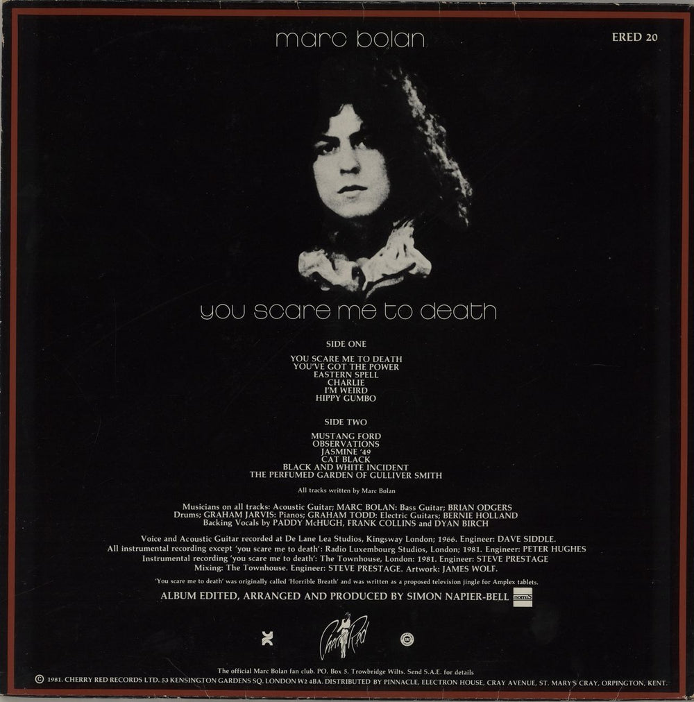 Marc Bolan You Scare Me To Death + Flexi & Merchandise insert UK vinyl LP album (LP record)