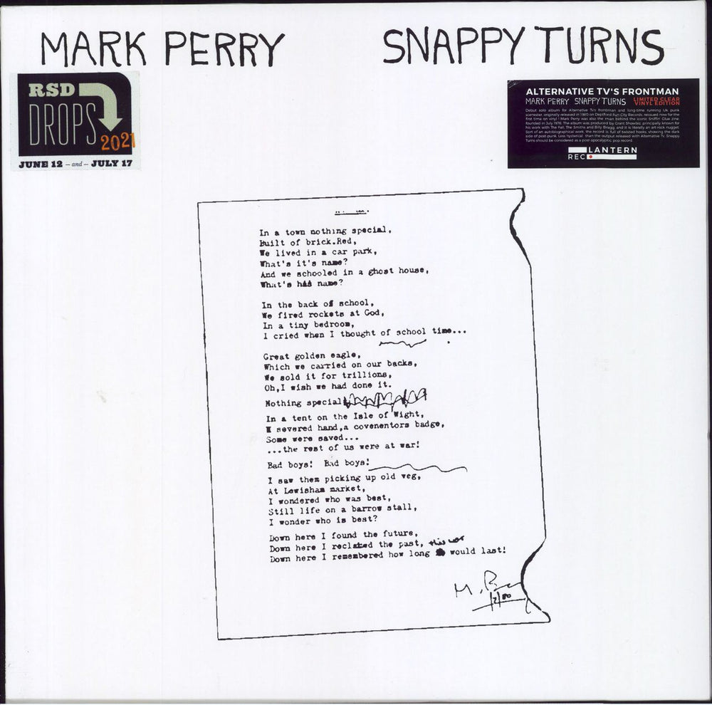 Mark Perry Snappy Turns - 180gram Clear Vinyl UK vinyl LP album (LP record) LANR001